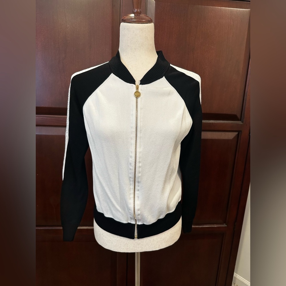 St. John Black and White Bomber Jacket